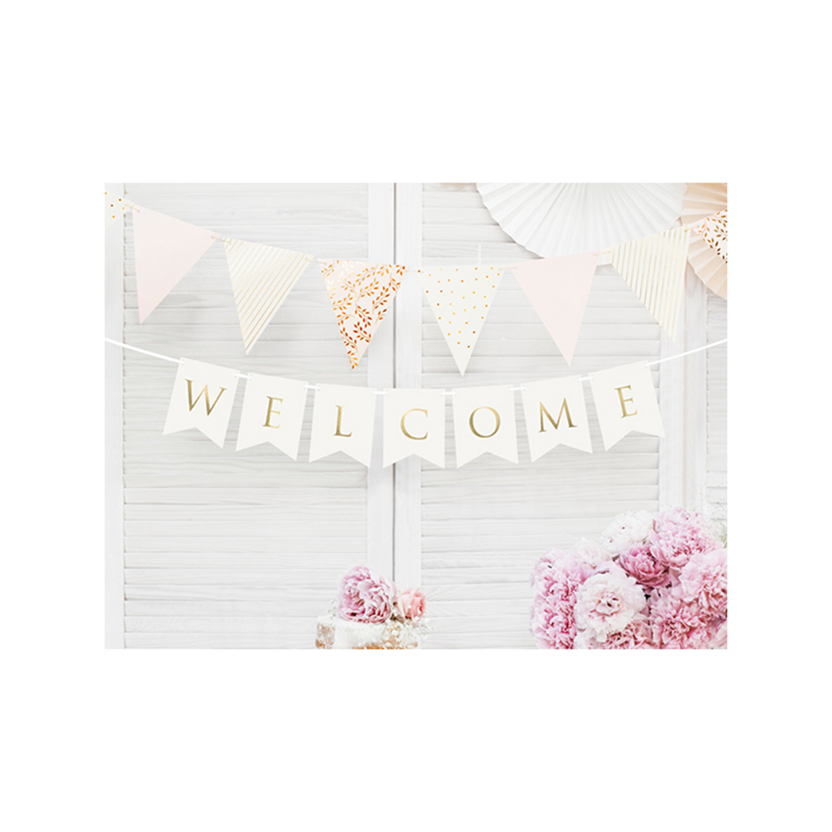 1 Guirlande de banderoles - Welcome - Blanc