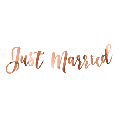 1 Guirlande de fanions - Just Married - Or rose