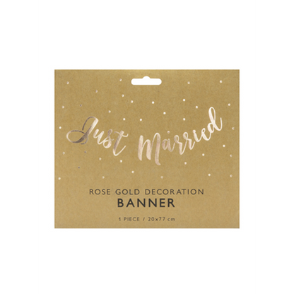 1 Guirlande de fanions - Just Married - Or rose