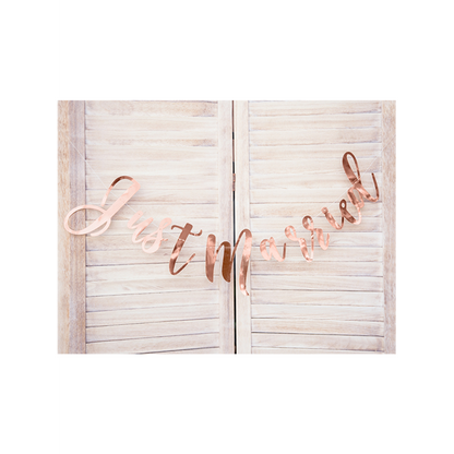 1 Guirlande de fanions - Just Married - Or rose