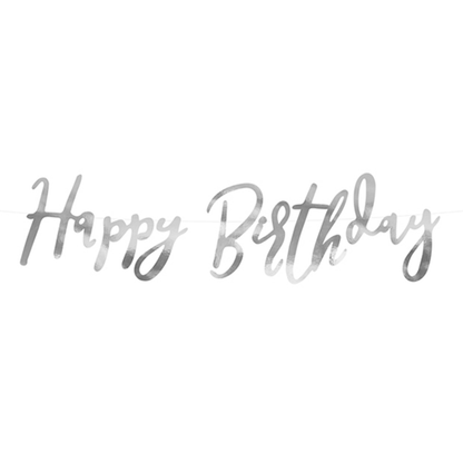 1 guirlande de bannière - Joyeux Anniversaire - Argent