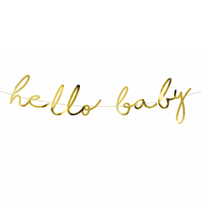 1 Bannerguirlande - hello baby - Goud