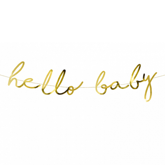 1 Bannerguirlande - hello baby - Goud