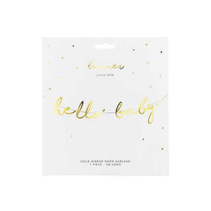1 Bannerguirlande - hello baby - Goud