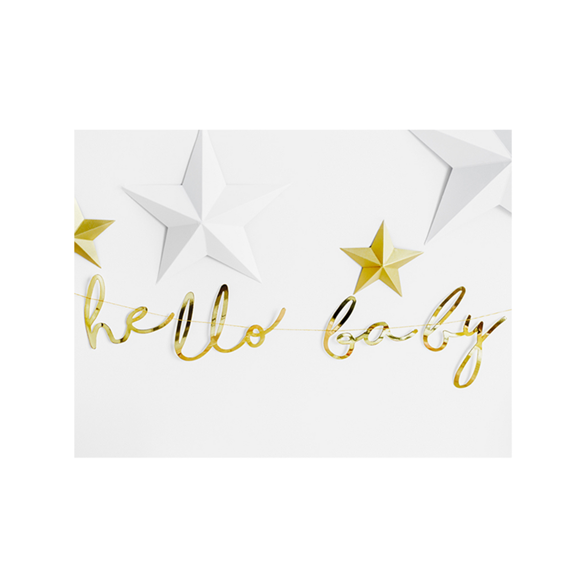 1 Bannerguirlande - hello baby - Goud