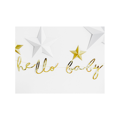 1 Bannerguirlande - hello baby - Goud