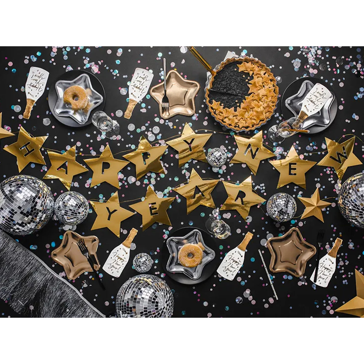 1 Guirlande de banderoles - Étoiles dorées HNY