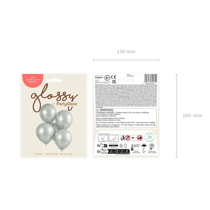 5 Ballons - Ø 46cm - Brillant - Argent