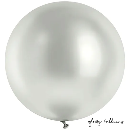1 reuzenballon - Ø 100cm - Glanzend - Zilver
