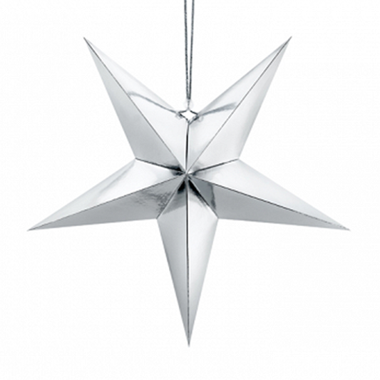 1 papieren ster - 45 cm - zilver