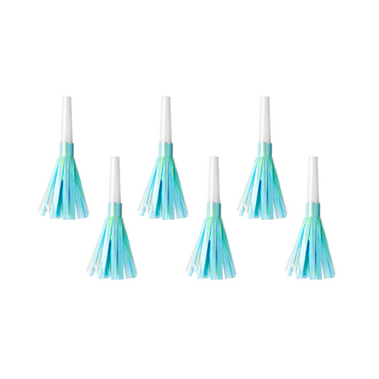 6 Sarbacanes de fête - Franges - Bleu clair