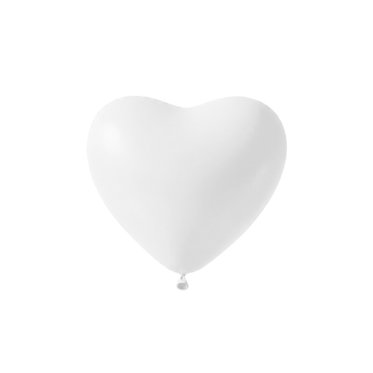 50 ballons en forme de cœur - Ø 13 cm - Blanc