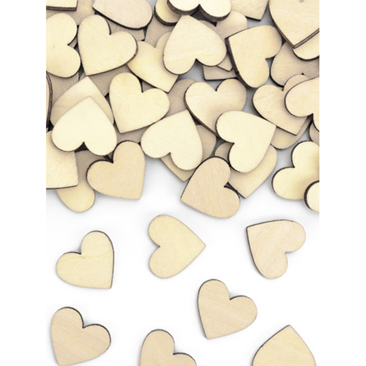 50 confettis en bois - Cœurs