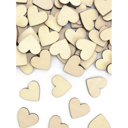 50 confettis en bois - Cœurs