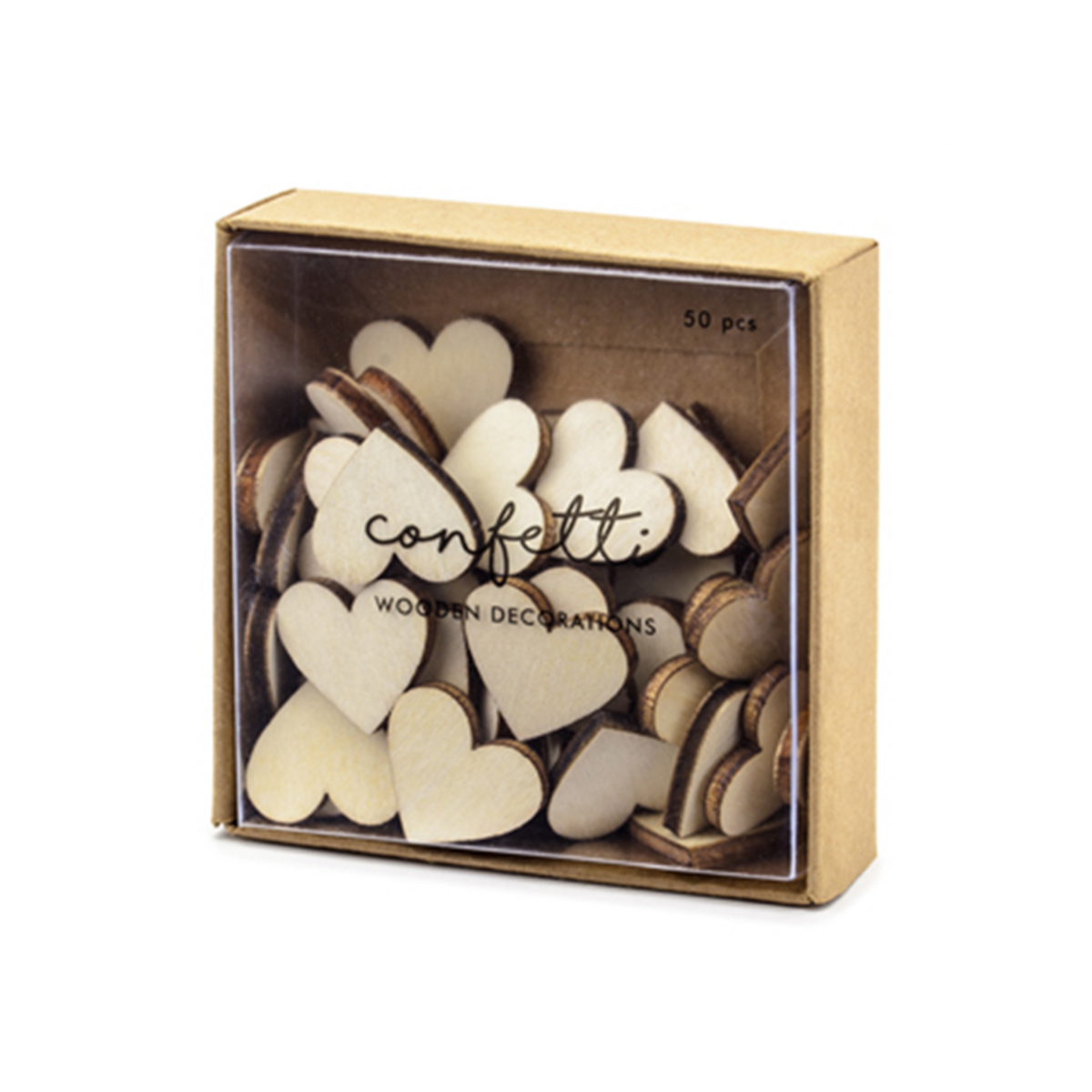 50 confettis en bois - Cœurs
