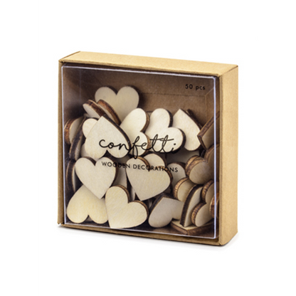 50 confettis en bois - Cœurs
