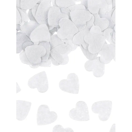 15 g papieren confetti - Witte hartjes