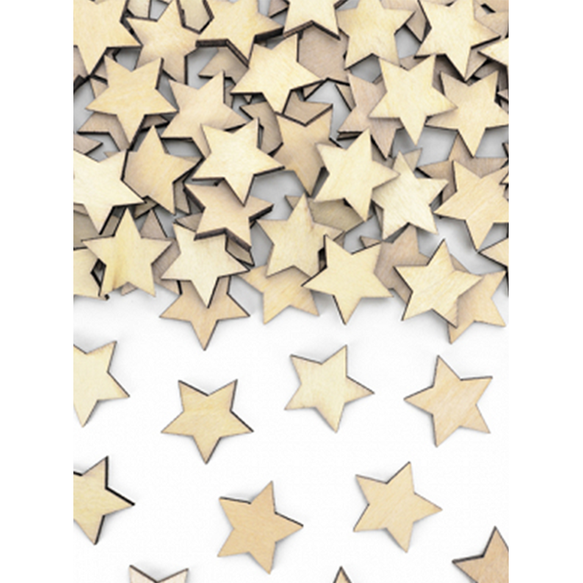 50 confettis en bois - étoiles