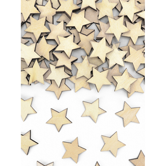 50 confettis en bois - étoiles