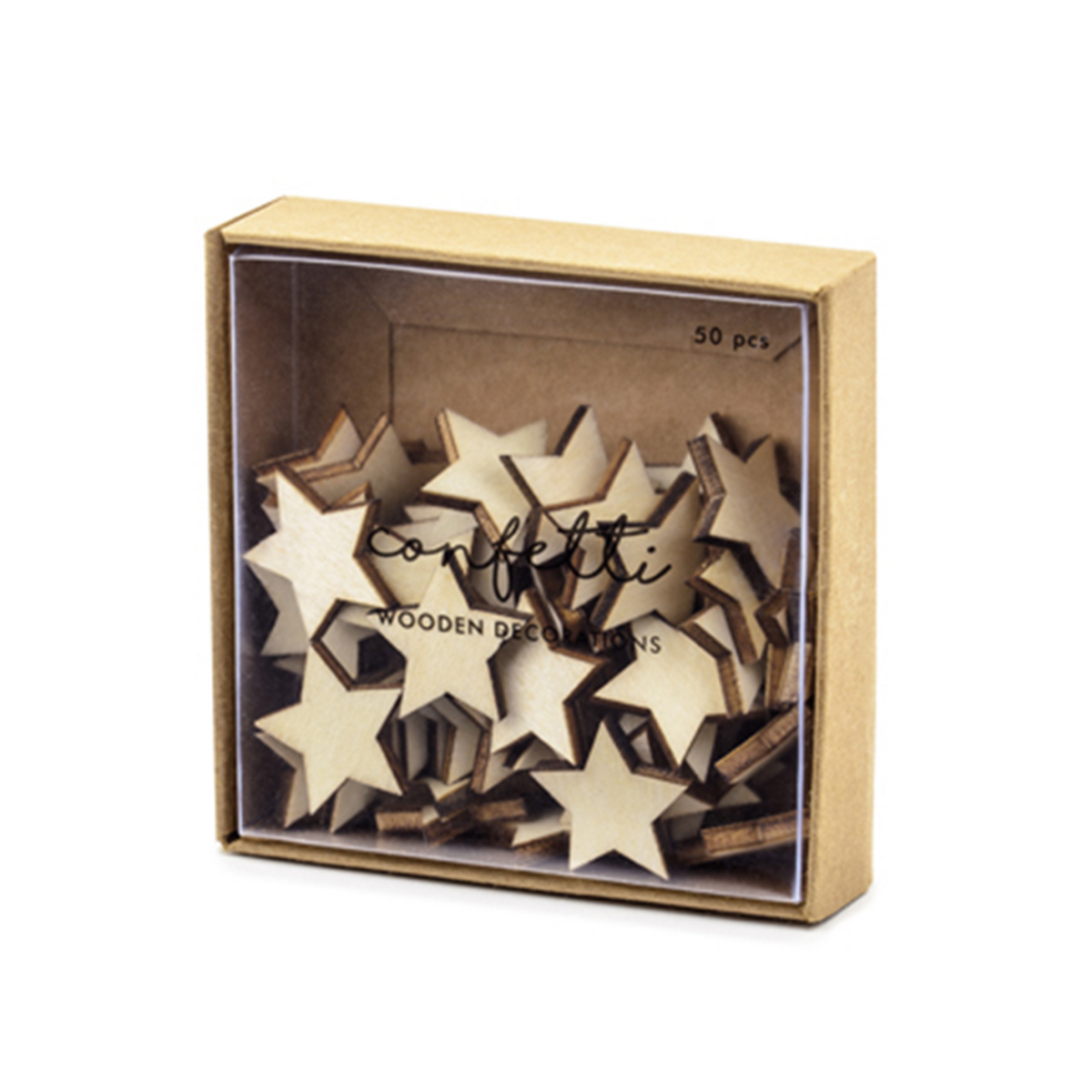 50 confettis en bois - étoiles