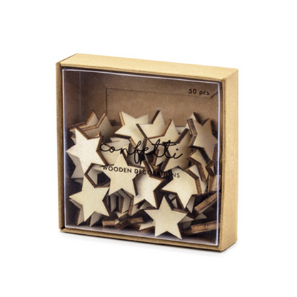 50 confettis en bois - étoiles
