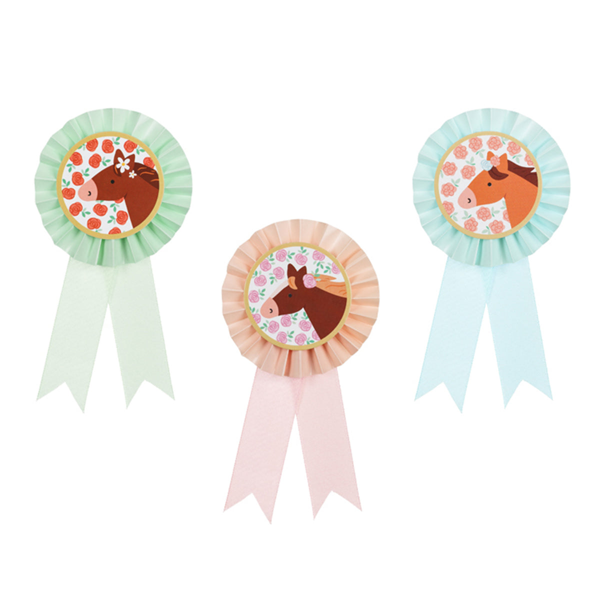 3 rosettes à épingler - Chevaux