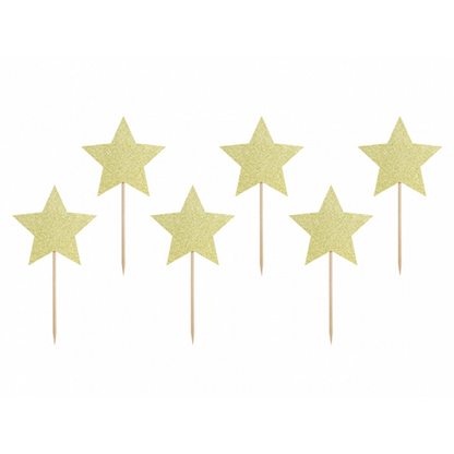 6 Taarttoppers - Sterren - Goud