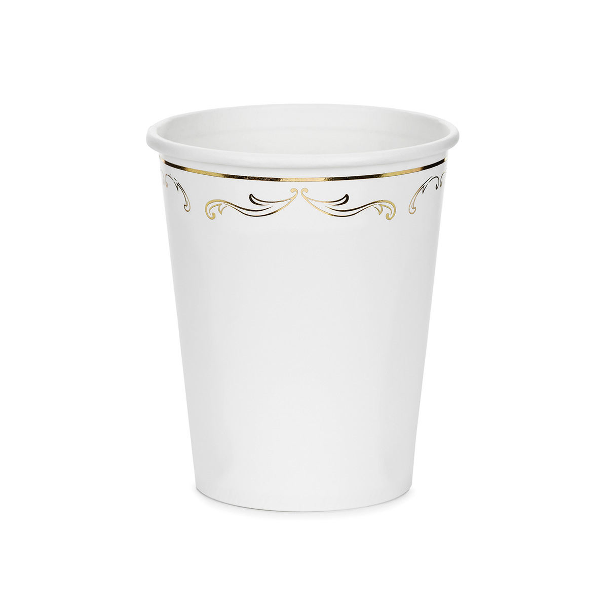 6 kartonnen bekers - Ornament Wit - 220ml