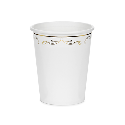 6 kartonnen bekers - Ornament Wit - 220ml