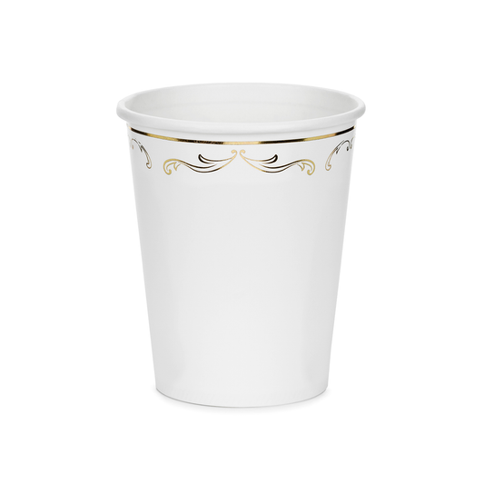 6 gobelets en carton - Ornement blanc - 220 ml
