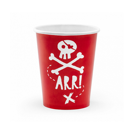 6 Papieren Bekers Trend - 220ml - Pirates Party