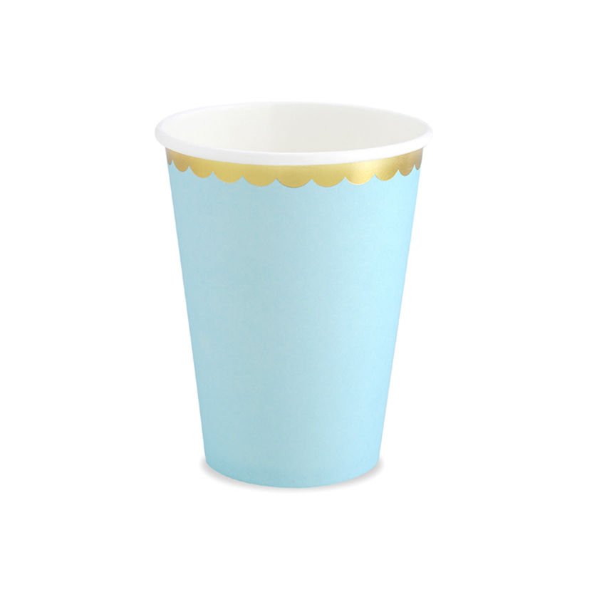 6 gobelets en carton Trend - 220ml - Bleu clair pastel