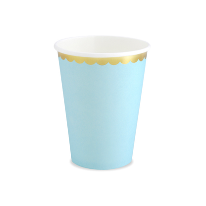6 gobelets en carton Trend - 220ml - Bleu clair pastel