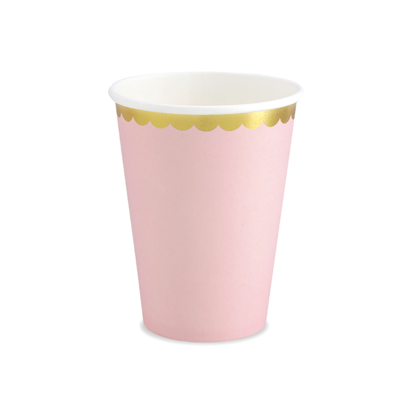 6 gobelets en carton Tendance - 220ml - Rose Pastel