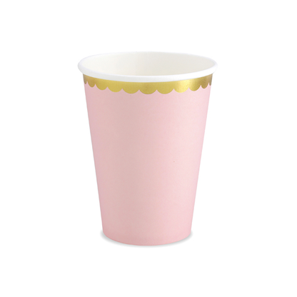 6 gobelets en carton Tendance - 220ml - Rose Pastel