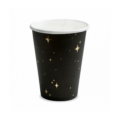 6 Gobelets en carton Tendance - 260ml - Stars Black