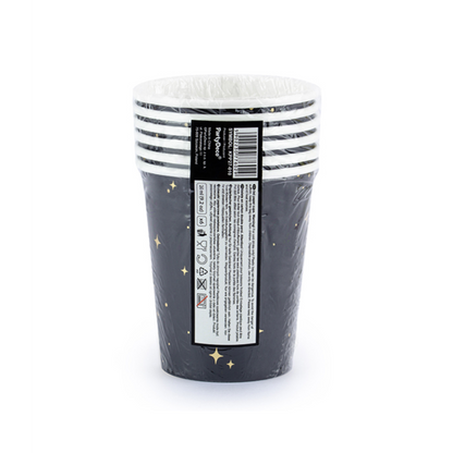 6 Gobelets en carton Tendance - 260ml - Stars Black
