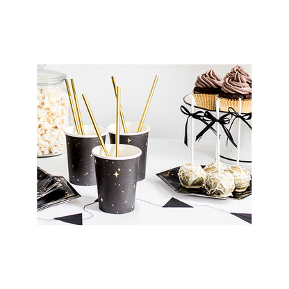 6 Gobelets en carton Tendance - 260ml - Stars Black