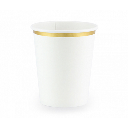 6 kartonnen bekers Trend - 260ml - Wit & Goud