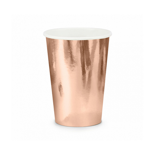 6 gobelets en carton tendance - 220ml - Or Rose