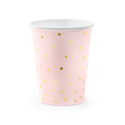 6 Kartonnen Bekers Trend - 260ml - Dots Roze