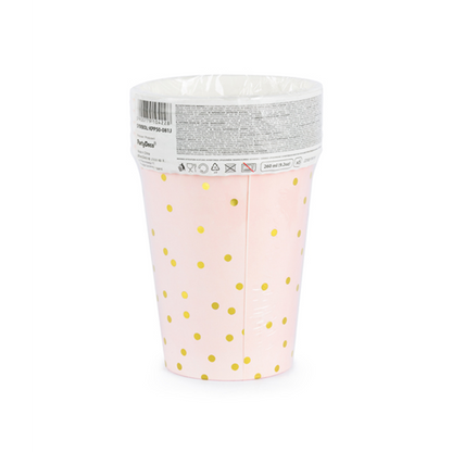 6 Kartonnen Bekers Trend - 260ml - Dots Roze