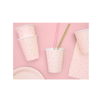 6 Kartonnen Bekers Trend - 260ml - Dots Roze