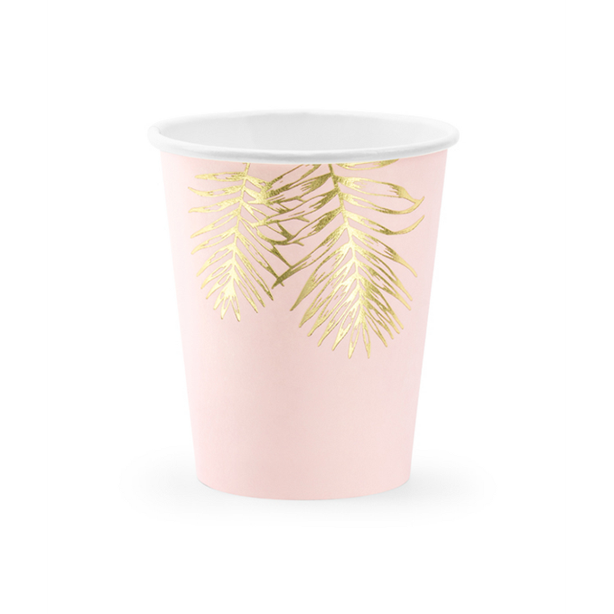 6 Papieren bekers Trend - 220 ml - Roze palmbladeren