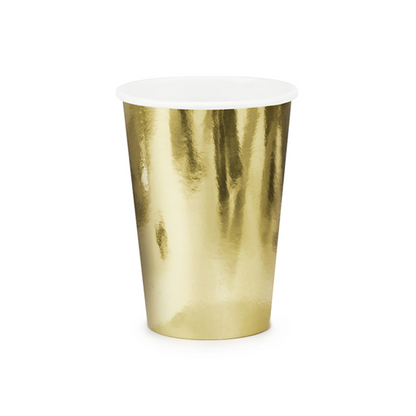 6 gobelets en carton Tendance - 220ml - Doré