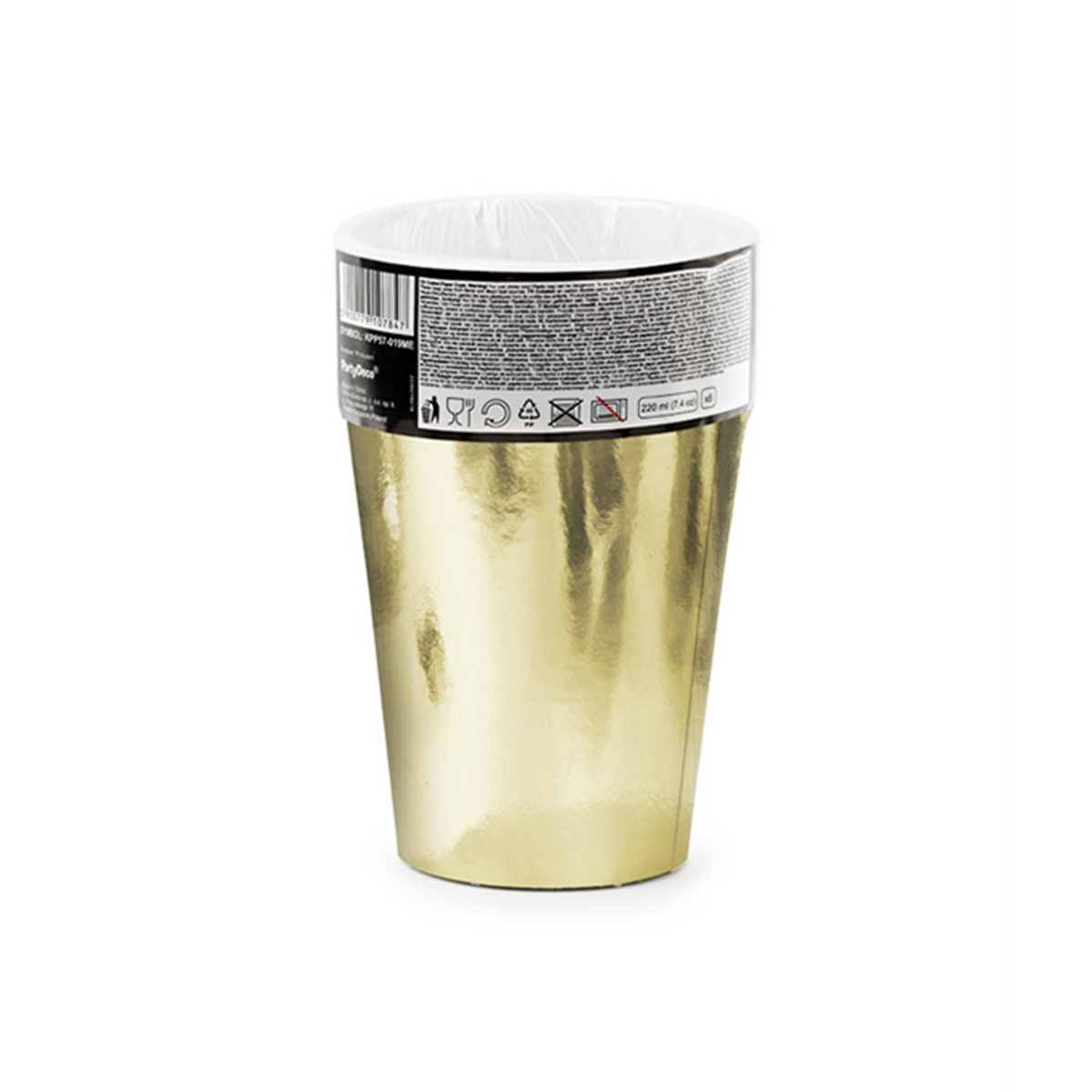 6 gobelets en carton Tendance - 220ml - Doré