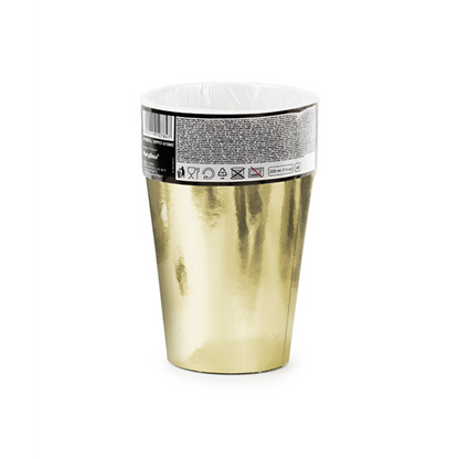 6 gobelets en carton Tendance - 220ml - Doré