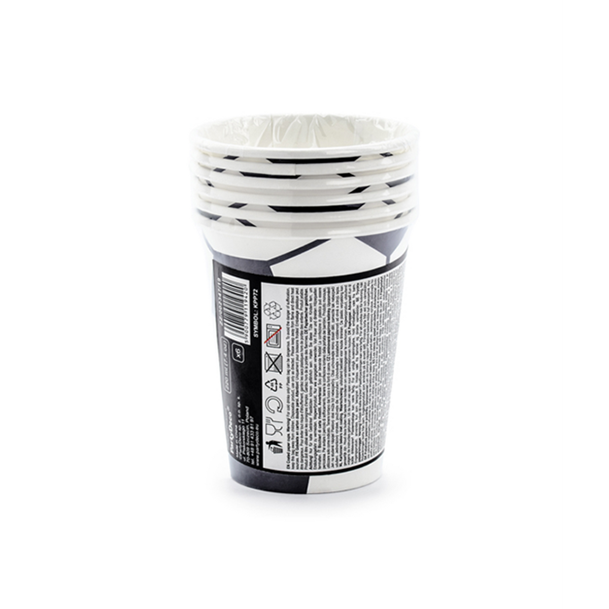6 kartonnen bekers Trend - 220 ml - Voetbal