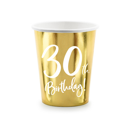 6 gobelets en carton tendance - 220 ml - 30e anniversaire