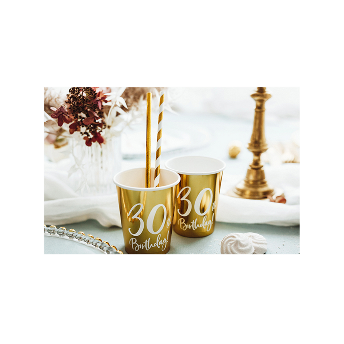 6 gobelets en carton tendance - 220 ml - 30e anniversaire
